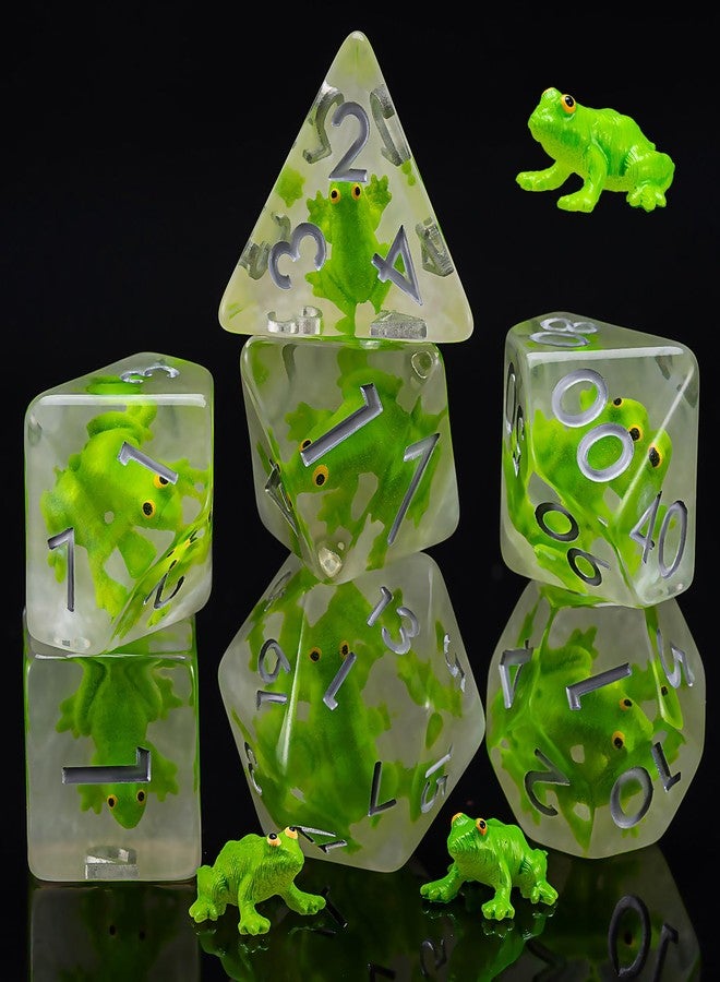 weyano D&D Frog Dice Set, Resin Polyhedral Dice for Dungeons and Dragons, RPG, MTG DND 7-DIE (D4, D6, D8, D10, D12, D20, D%) - Image 1